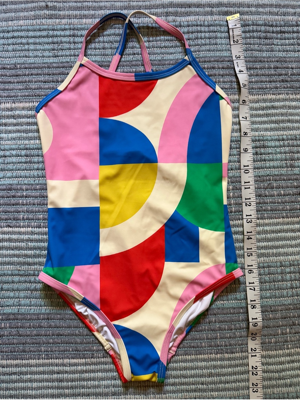 Hanna Anderson Kids One-Piece Swimsuit in Multicolor Geometric Print Size 10 - Picture 7 of 8